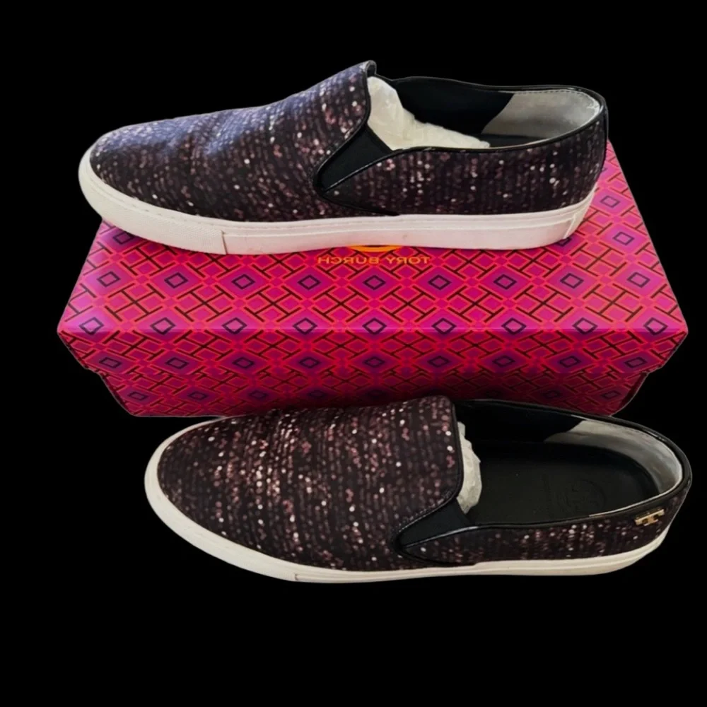 TORY BURCH Designer Multi-color Casual Slip-On Tennis Shoes/ Sneakers Size 8.5 - Picture 7 of 14